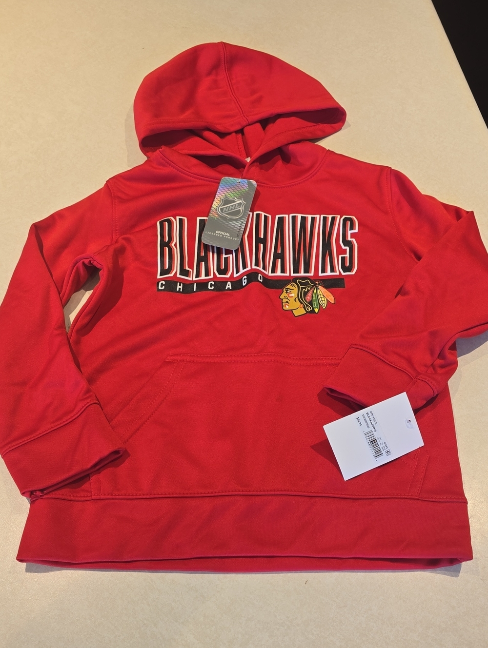 Chicago Blackhawks NHL Fleece Lined Hoodie Bpys XS 4/5